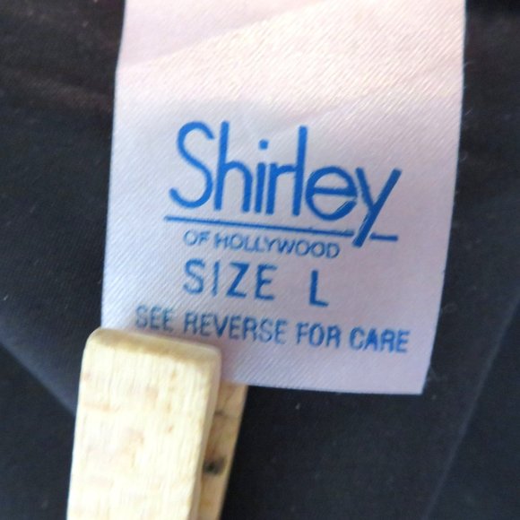 Vintage Shirley of Hollywood Knee Length Satin Slip Nightgown L Black Embroidery - Picture 8 of 12